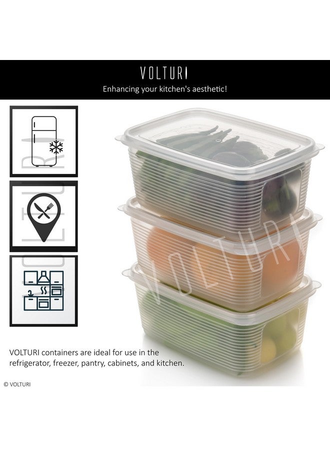 VOLTURI Fridge Storage Containers (Pack of 6), Fridge Organiser Storage Boxes with Lids, Stackable Organizer, Fridge Storage Box Keep Fruits, Vegetables Fresher, 1800 ML - Image 4