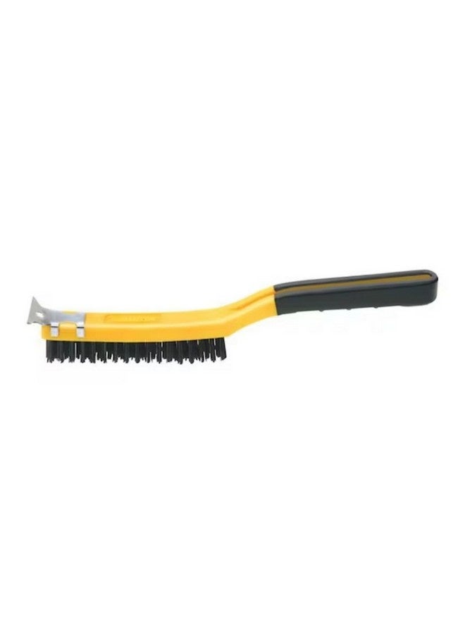 Allway Soft Grip Heavy Duty Stainless Steel Wire Brush Black and Yellow 14 Inch SB319/SS - Image 1