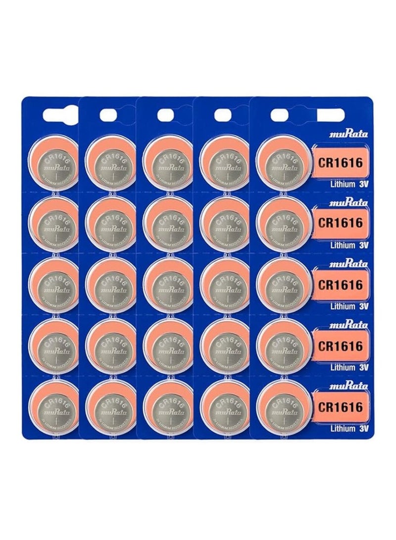 25-Pieces Murata CR1616 Lithium 3V (muRata) Japan Batteries