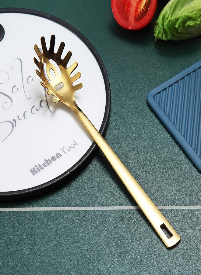Berglander Gold Spaghetti Spoon, Berglander Pasta Server With Titanium Gold Plating, Stainless Steel Spaghetti Server For Cooking, Pasta Fork, Noddle Fork, Dishwasher Safe, Easy to Clean - Image 4