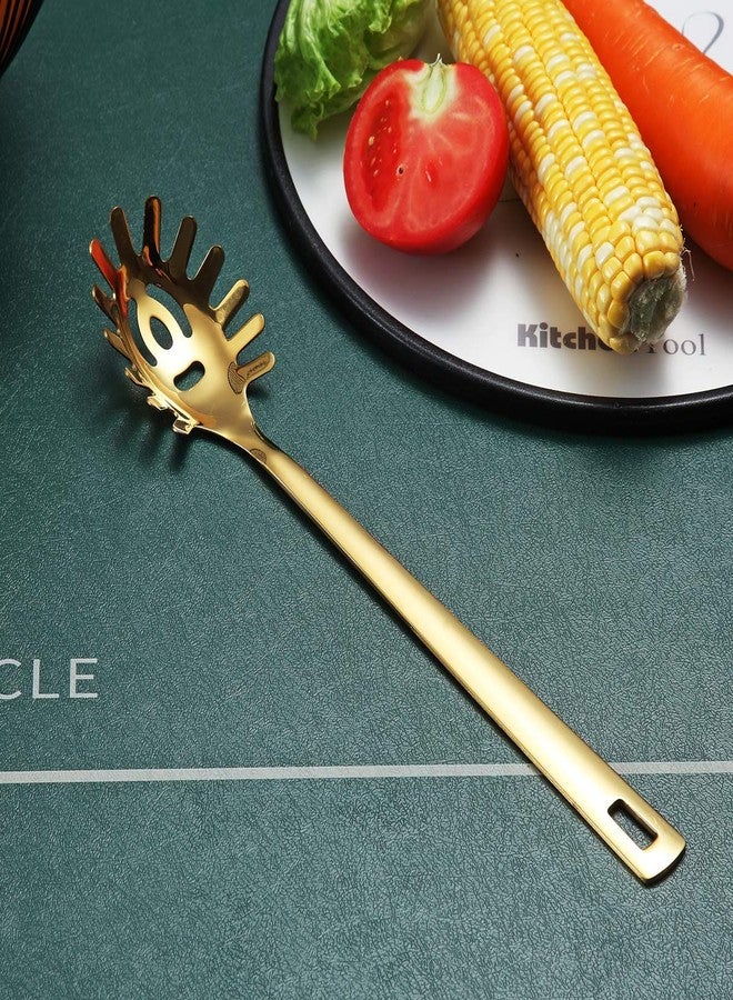 Berglander Gold Spaghetti Spoon, Berglander Pasta Server With Titanium Gold Plating, Stainless Steel Spaghetti Server For Cooking, Pasta Fork, Noddle Fork, Dishwasher Safe, Easy to Clean - Image 2