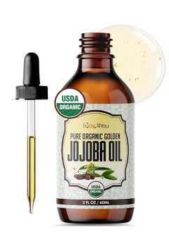 BodyJ4You BodyJ4You Organic Jojoba Oil - USDA Organic 100% Pure Natural - Hair Face Skin Gua Sha Oil Dermaplaning Massage - Cold Pressed Hexane Free - 2 Fl Oz  - Image 1