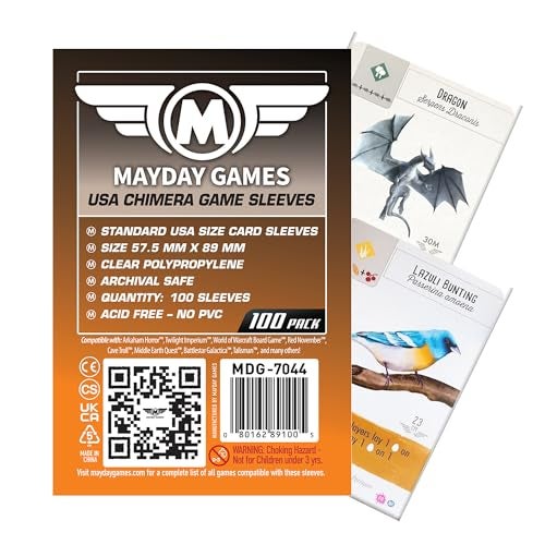 Mayday Games 7044 Clear Sleeves 575x89mm USA Chimera Size 4x100 Pack 400 sleeves - Image 1