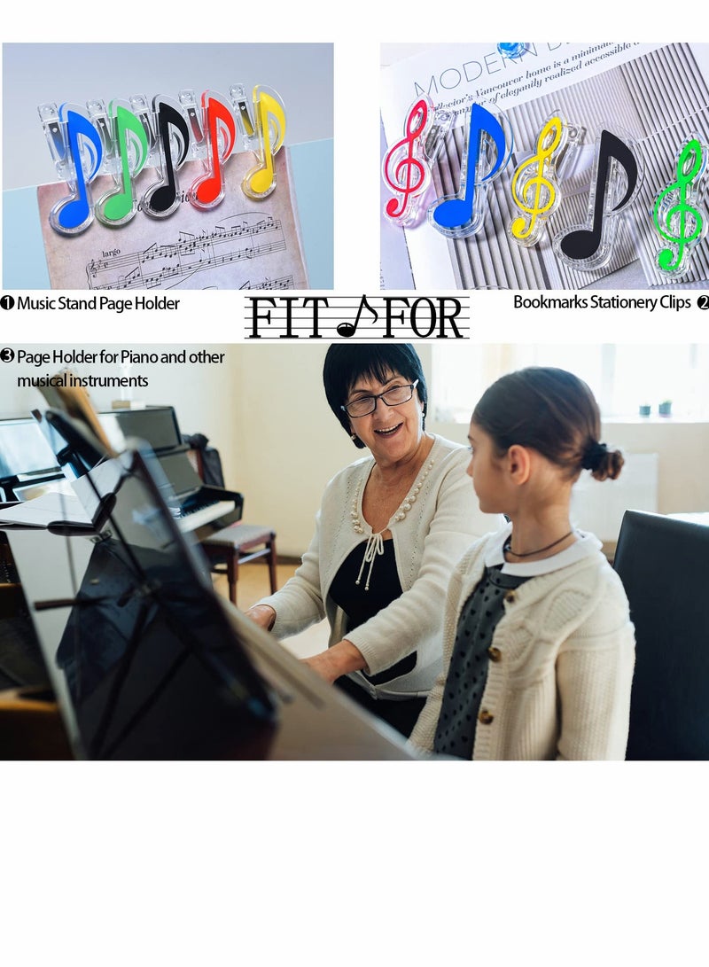 SOLARAE Music Paper Page Clip, Plastic Transparent Bookmark Spring Book Stand Accessories for Books Note (20 Pcs) - Image 2