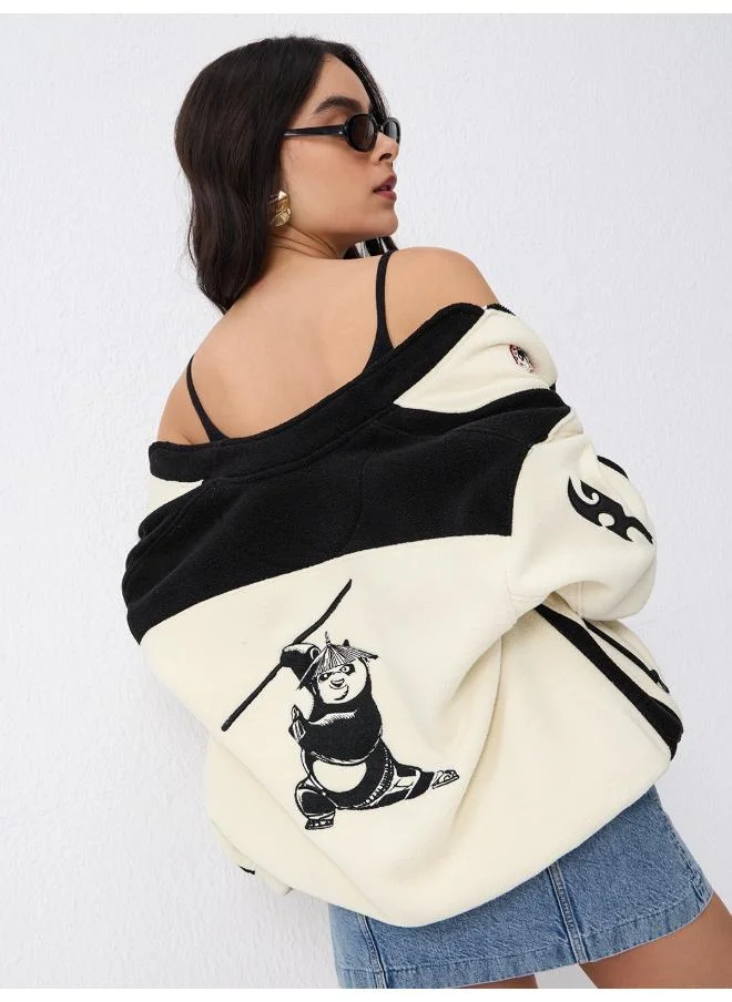 The Souled Store Women Kung Fu Panda Applique Multicolour Oversized Fit Jackets