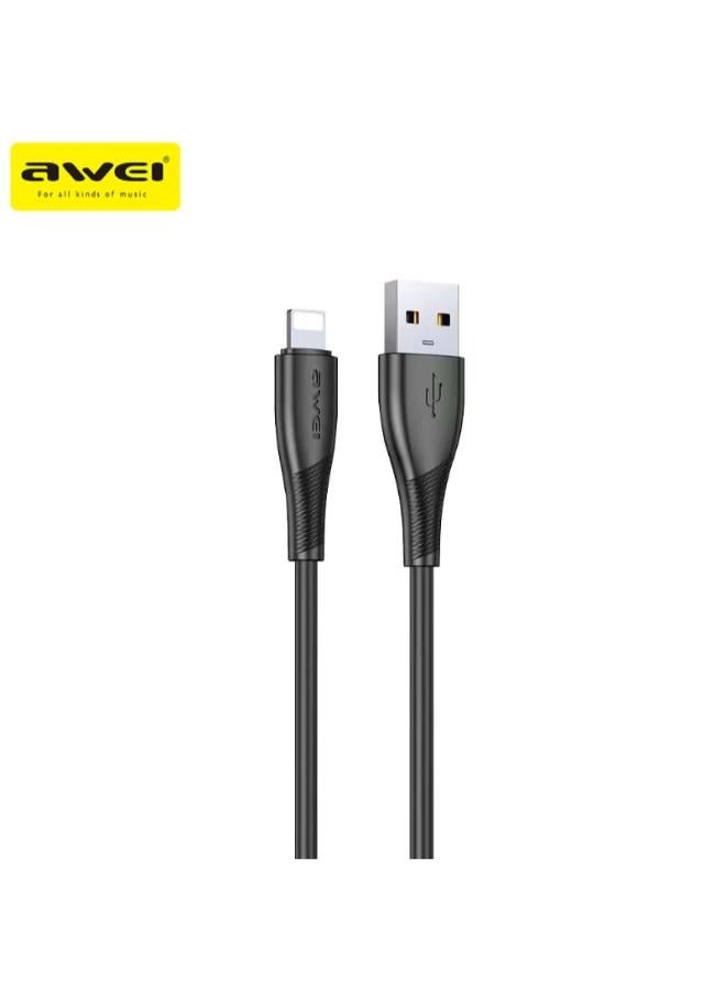 Awei CL-182L Lightt-ning Cable 2.4A 1m Quick Data Sync Transfer Fast Charge Bend Resistant - Image 1
