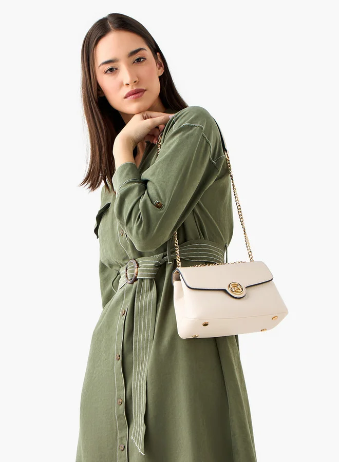 Paprika Textured Crossbody Bag with Chain Strap