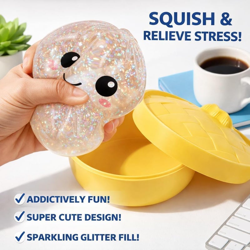 QITAI White Dumpling Squishies Stress Balls Stretchy Fidget Sensory Toys - Image 5
