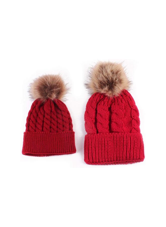 klarako 2PCS Mother&Baby Hat Parent-Child Hat Family Matching Cap Winter Warmer Knit Wool Beanie Ski Cap - Image 1