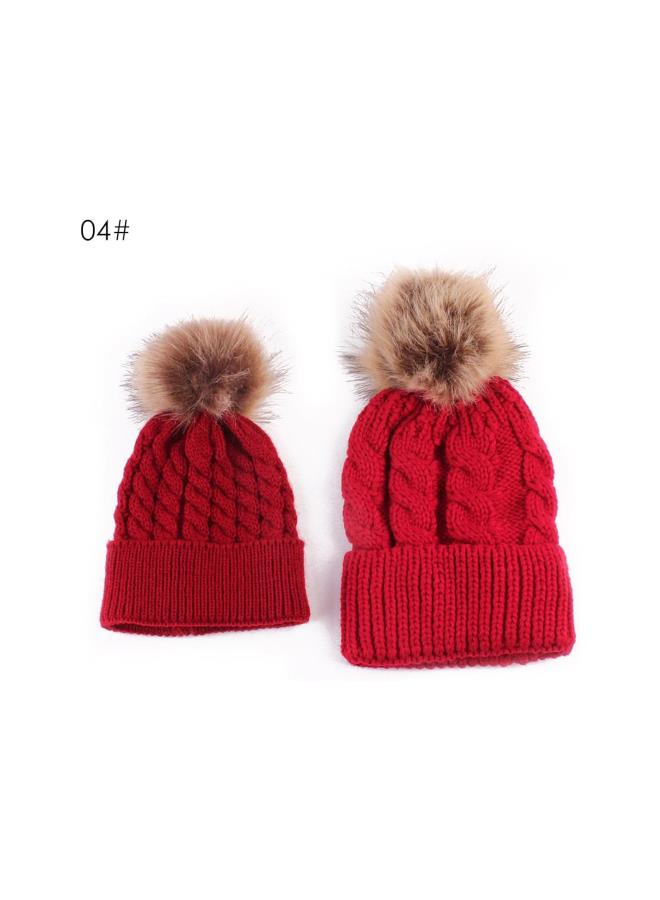 klarako 2PCS Mother&Baby Hat Parent-Child Hat Family Matching Cap Winter Warmer Knit Wool Beanie Ski Cap - Image 4