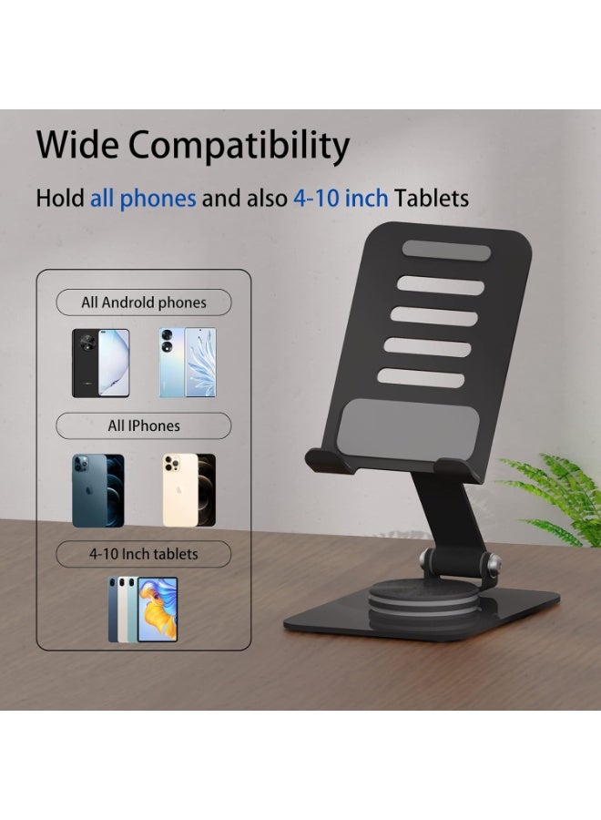 Adjustable and Foldable Phone Holder, 360 Degree Rotating Phone Holder, Compatible with All Devices and Tablets, Desk Accessories (Black) - Image 4