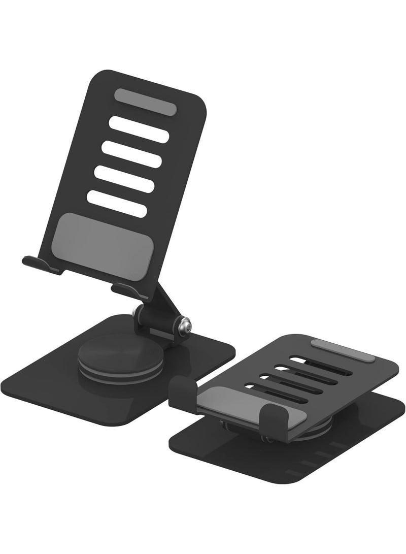 Adjustable and Foldable Phone Holder, 360 Degree Rotating Phone Holder, Compatible with All Devices and Tablets, Desk Accessories (Black) - Image 1