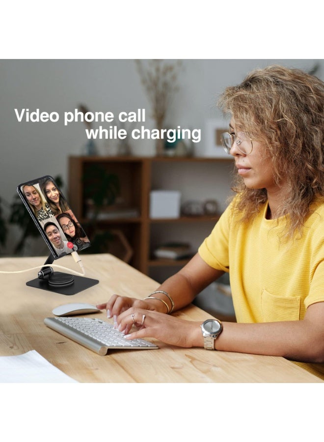 Adjustable and Foldable Phone Holder, 360 Degree Rotating Phone Holder, Compatible with All Devices and Tablets, Desk Accessories (Black) - Image 5