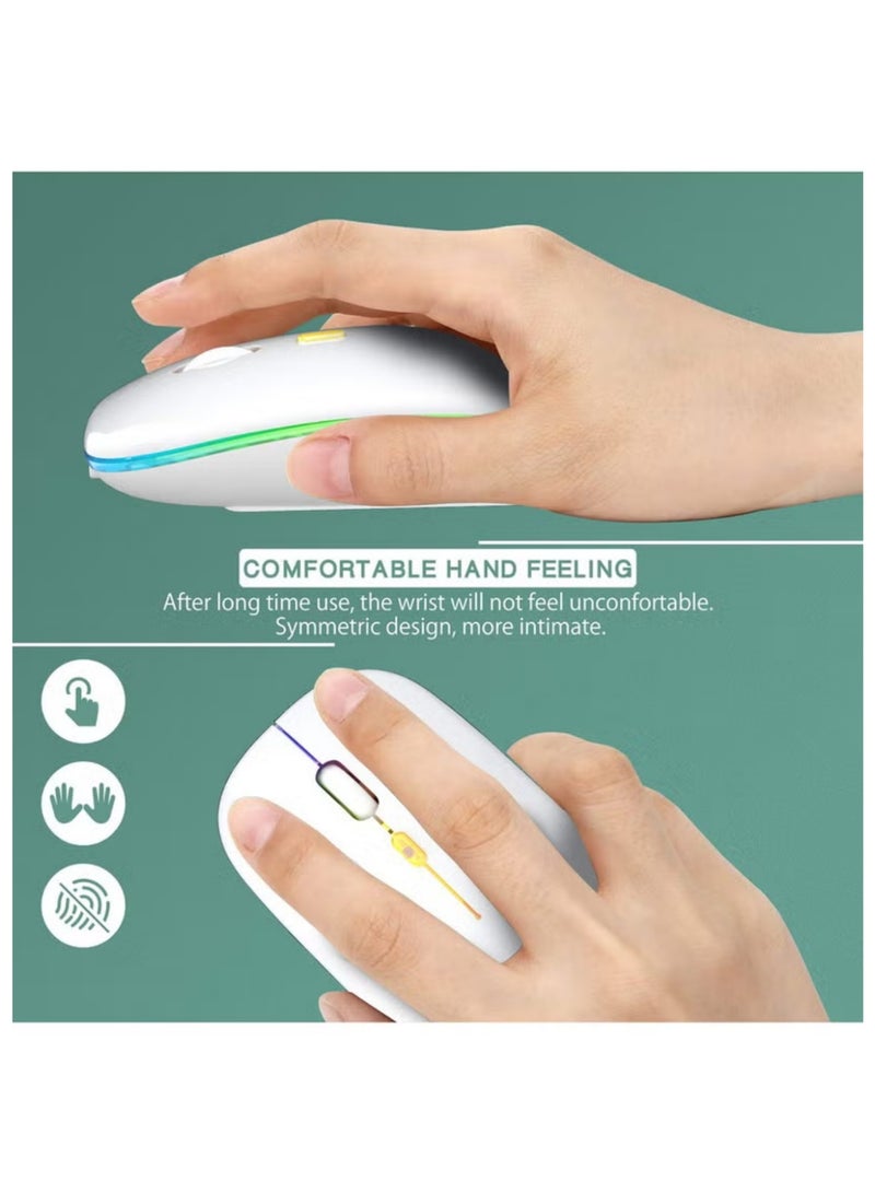 OasisLink LED Ultra-Thin Wireless Mouse Rechargeable Slim Silent Mouse 2.4G Portable Mobile Optical Office Mouse with USB & Type-c Receiver for Notebook, PC, Laptop, Computer, Desktop  - Image 2