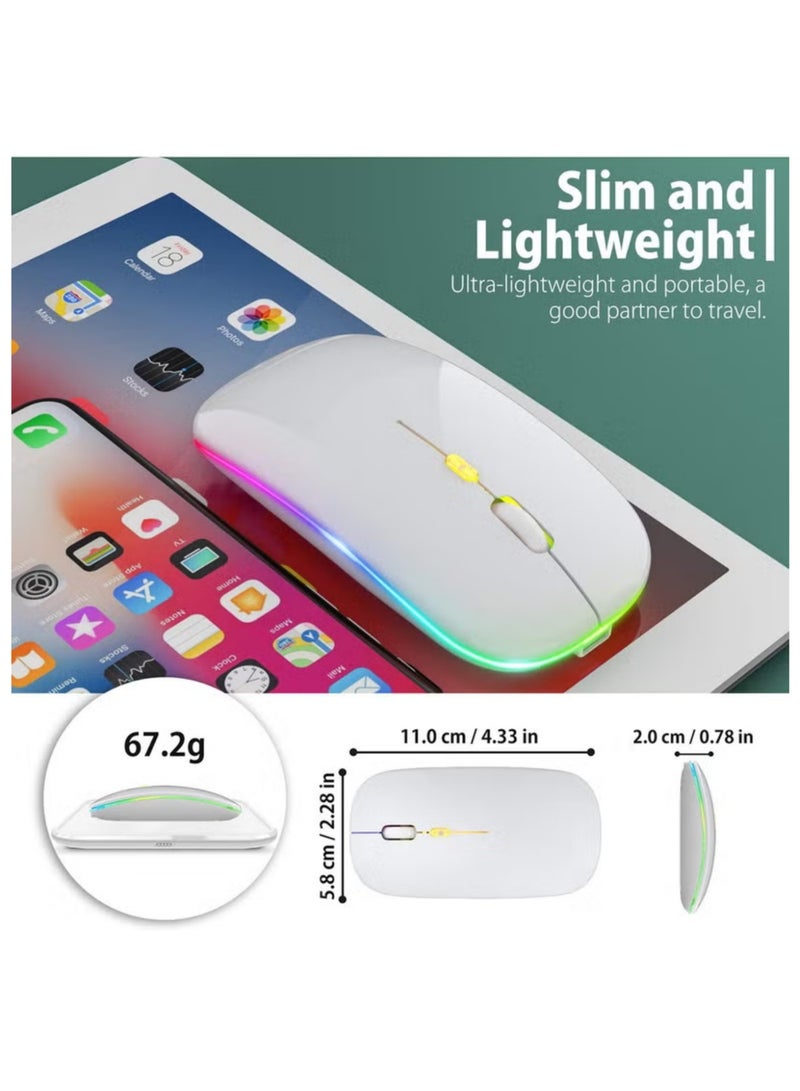 OasisLink LED Ultra-Thin Wireless Mouse Rechargeable Slim Silent Mouse 2.4G Portable Mobile Optical Office Mouse with USB & Type-c Receiver for Notebook, PC, Laptop, Computer, Desktop  - Image 4