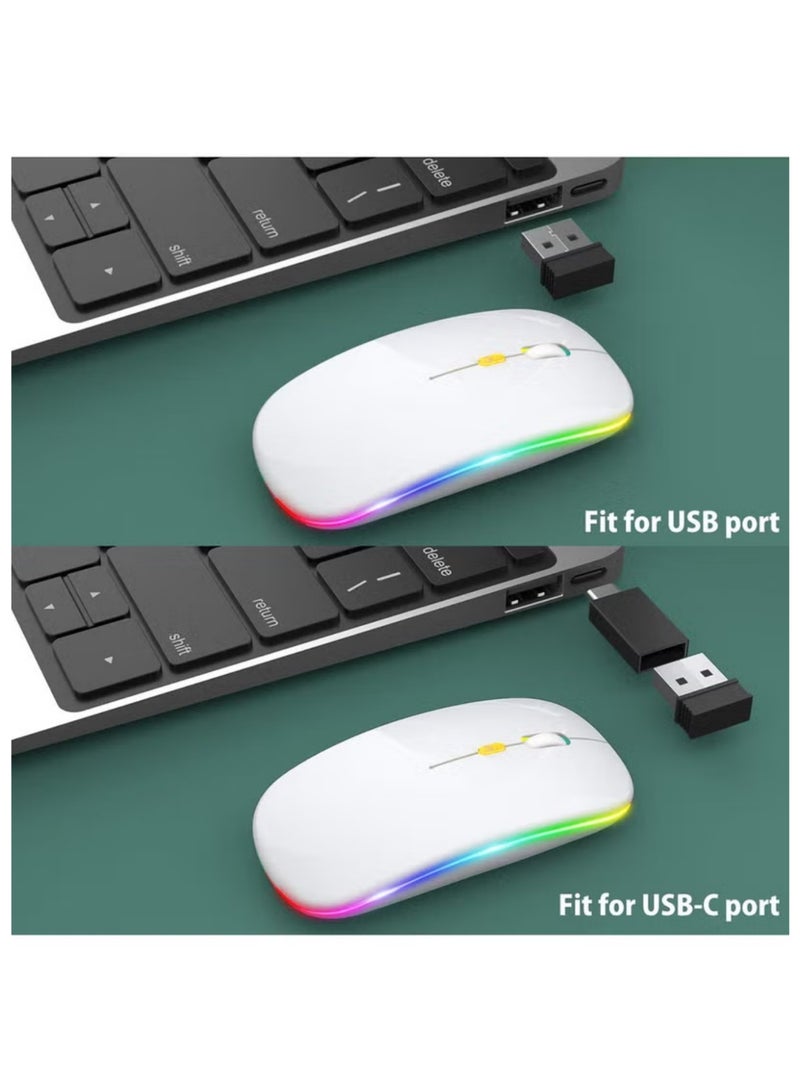 OasisLink LED Ultra-Thin Wireless Mouse Rechargeable Slim Silent Mouse 2.4G Portable Mobile Optical Office Mouse with USB & Type-c Receiver for Notebook, PC, Laptop, Computer, Desktop  - Image 3