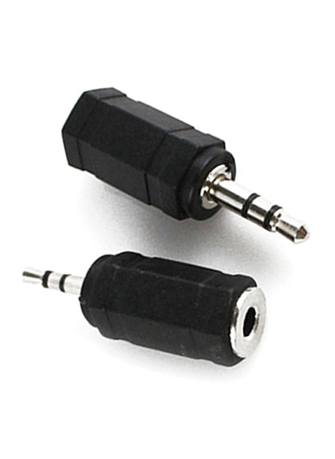 Generic 2-Piece 2.5mm To 3.5mm Stereo Earphone Audio Adapter Connector For Cable Black  - Image 1