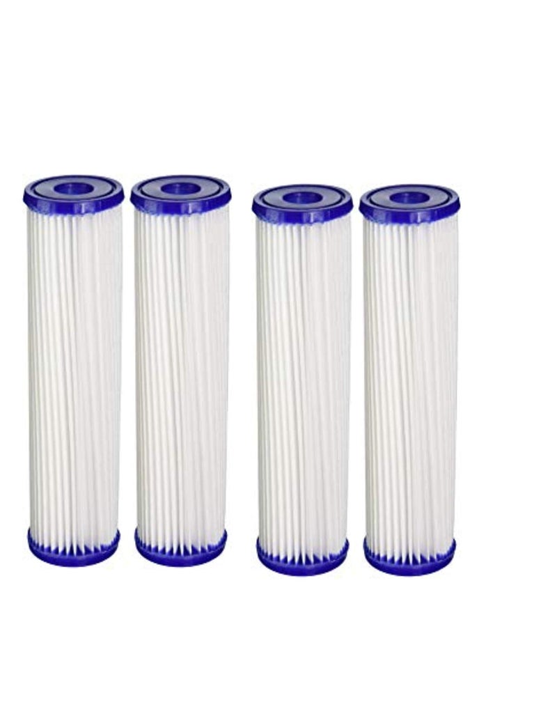 CFS CFS  4 Pack Whole House Pleated Water Filter Cartridges  Remove Bad Taste  Odor  Whole House Replacement Water Filter Cartridge  30 Micron  White