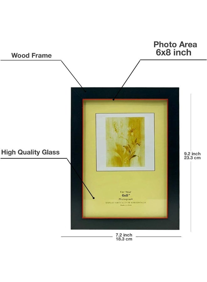 Decorhills Rectangular Glass Photo Frame with Wood for 6x8 Inches Picture  - Image 5