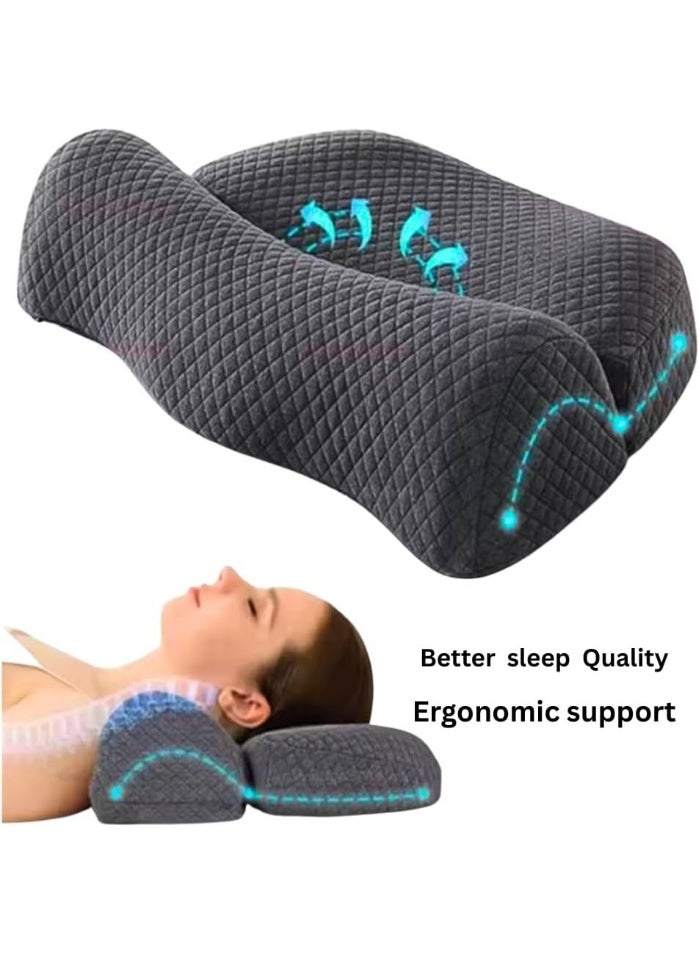 LOKIPA Cervical Pillow for Neck Pain Relief - Ergonomic Memory Foam Pillow  Orthopedic Support Side Sleeper Pillow for Pain Relief Support for Side Back Stomach Sleepers - Image 3