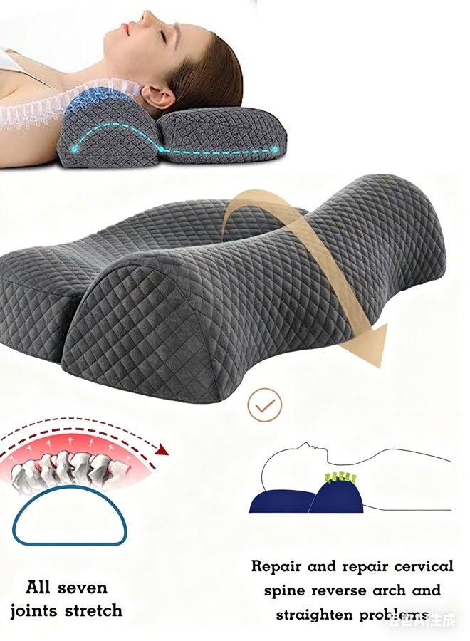 LOKIPA Cervical Pillow for Neck Pain Relief - Ergonomic Memory Foam Pillow  Orthopedic Support Side Sleeper Pillow for Pain Relief Support for Side Back Stomach Sleepers - Image 1