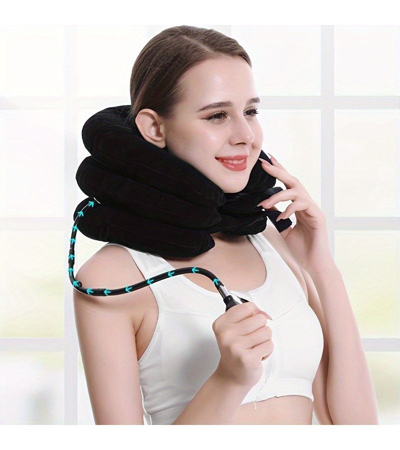Brown Cervical Pillow Three Layer Stretching Tool Equipment - Image 1
