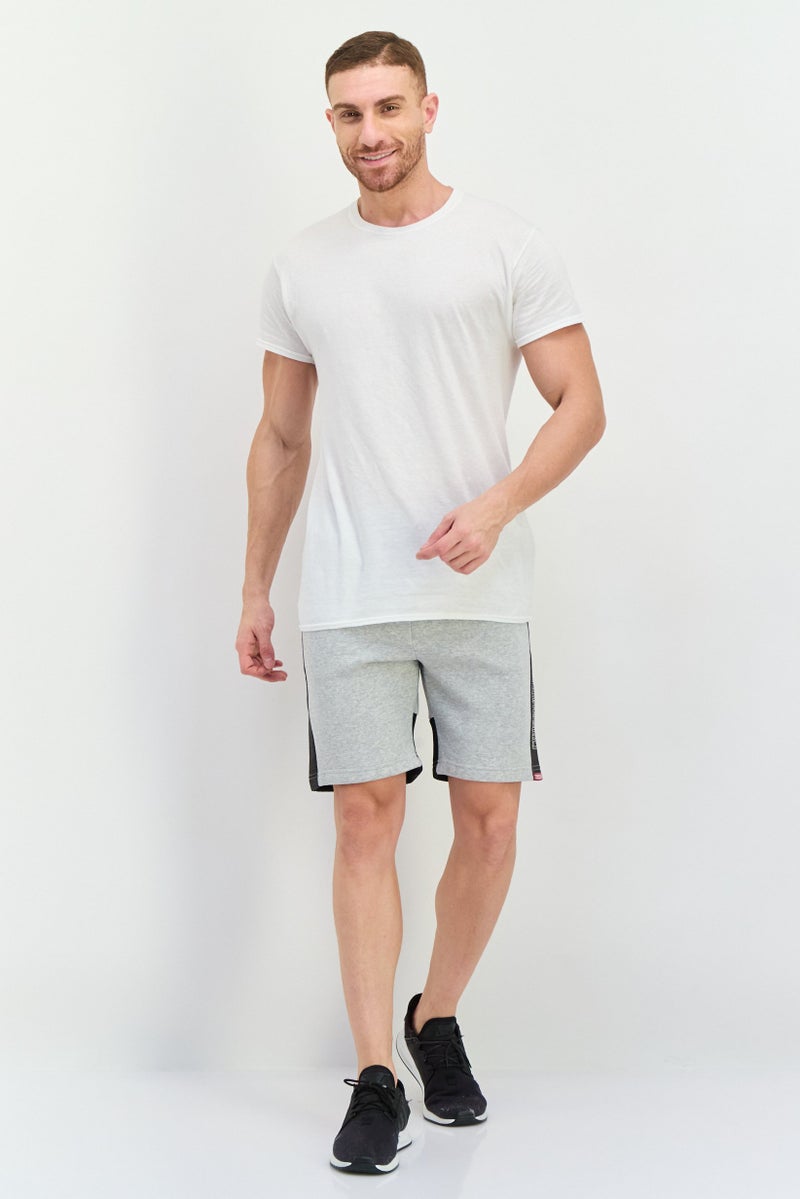 CROSSHATCH Men Brand Logo Basic Shorts, Grey Marl - Image 2