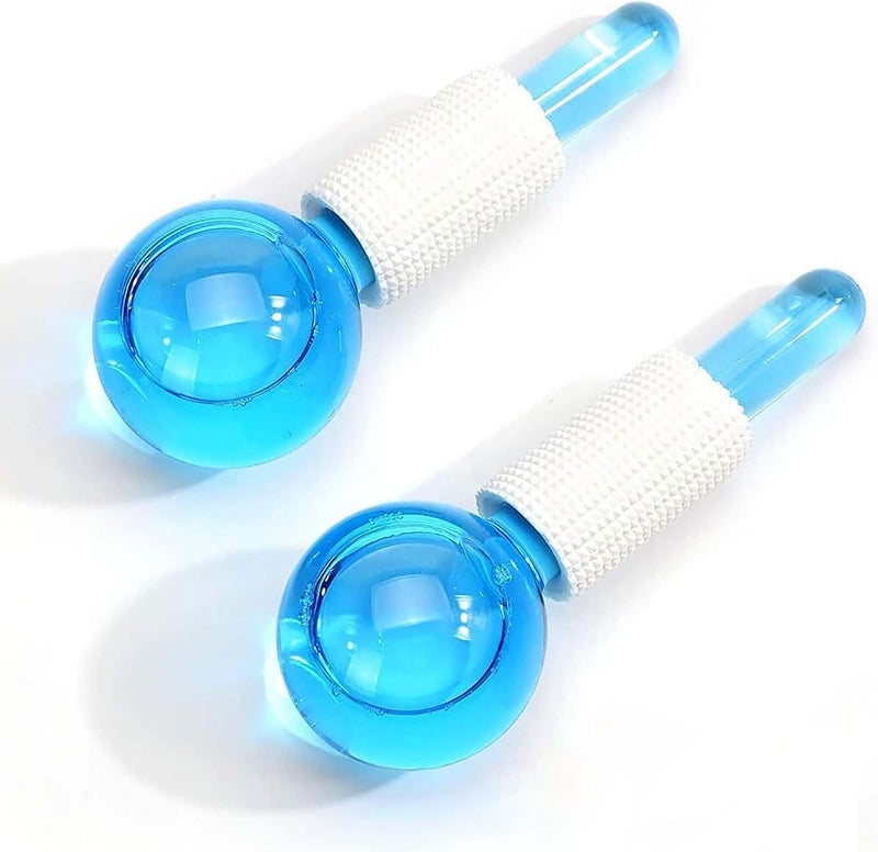 MARK STORE Ice Roller Globe, 2 Pcs Ice globe Massager, Facial Roller Cold Skin Massager, Safe and Durable, Non Slip and Easy To Use, for Daily Beauty, Redness Soothing, Facial Wrinkle Removal, Puffines (Blue) - Image 1