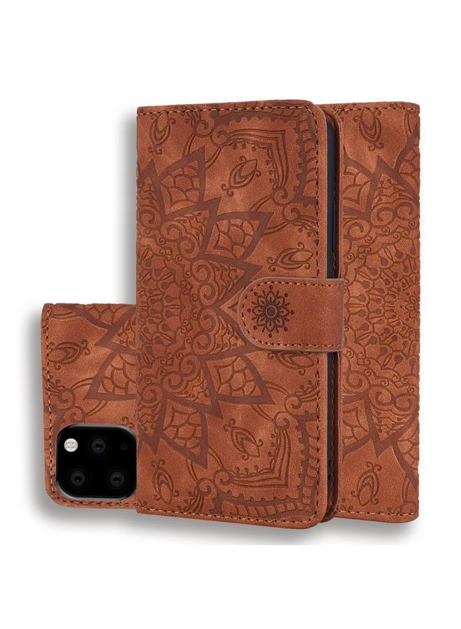S-TOP Case For iPhone 11 Calf Pattern Double Folding Design Embossed Leather Case with Wallet & Holder & Card Slots - Image 1