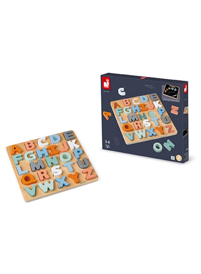 26-Pieces Wooden Alphabet Puzzle - Sweet Cocoon Collection With Water-Based Paint, Suitable For Ages 2 And Up