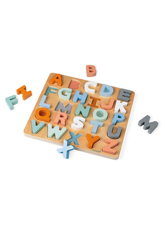 26-Pieces Wooden Alphabet Puzzle - Sweet Cocoon Collection With Water-Based Paint, Suitable For Ages 2 And Up