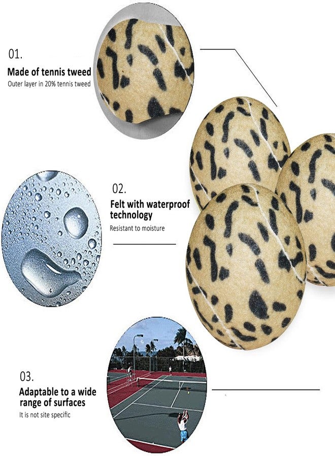 URBEST Tennis Ball 12 Packs Training Tennis Balls Practice Balls for Novice Player, Pet Dog Playing Balls with Mesh Carry Bag (Leopard Print) - Image 4