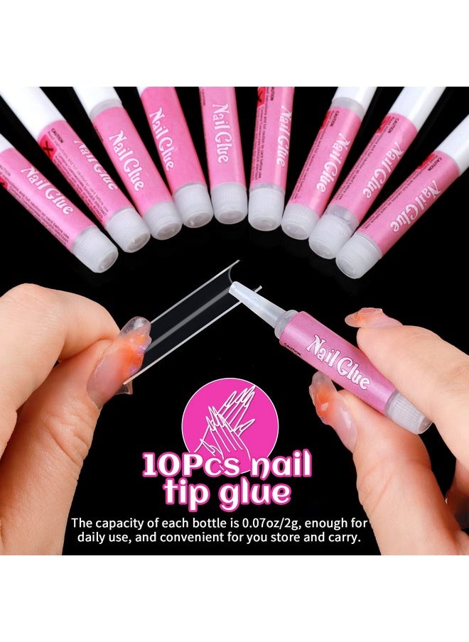 HNYYZL Extra Long Square Abs False Nail Tips, 240Pcs Kit With C Curve, Nail Glue, File For Salon Home Diy  - Image 4