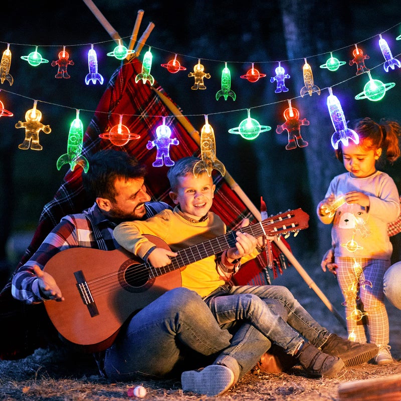 AceList 20 LED Children's Room LED String Light Astronaut Spaceship Rocket Pendants Holiday Party Lights Wall Window Nursery or Kids room Decor Wedding Around the Garden Party Patio Christmas (multicolour) - Image 4