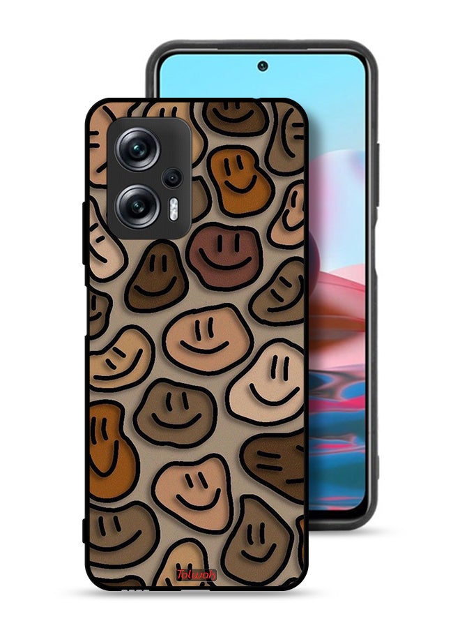 Tolwak Xiaomi Redmi Note 11T Pro 5G Protective Case Cover Smiley Faces Art - Image 1