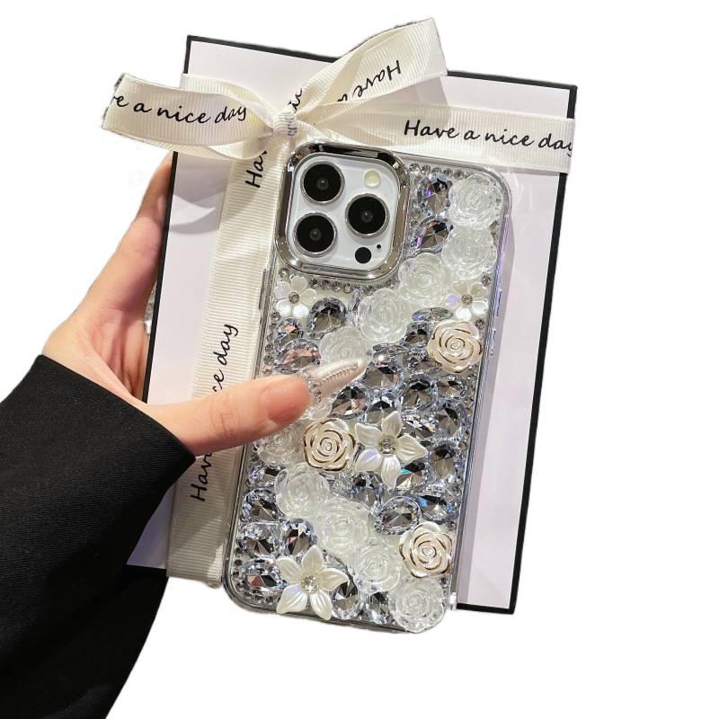 iPhone 16 Pro Case TPU , , Cover for iPhone 16 16 Plus 16 Pro 16 Pro Max , Rose Flower Pattern , Chain Element - Image 2