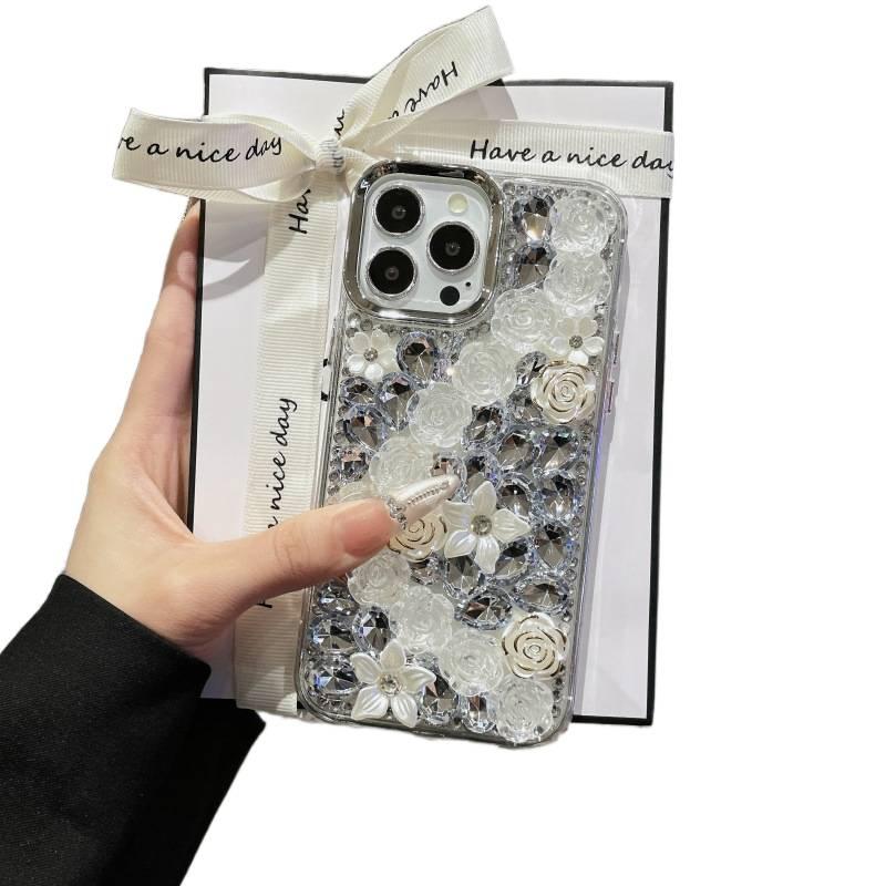 iPhone 16 Pro Case TPU , , Cover for iPhone 16 16 Plus 16 Pro 16 Pro Max , Rose Flower Pattern , Chain Element - Image 3