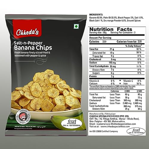 Chheda's Salt N Pepper Banana Chips - Crispy Banana Chips (350g Pack of 1) - Image 3