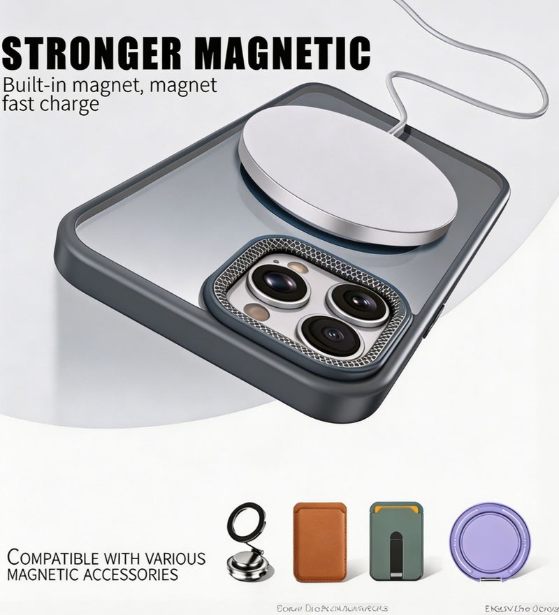 for iPhone 16 Case Compatible with MagSafe,Magnetic Phone Case for iPhone 16,Diamond Texture Matte Anti-Fingerprint Shockproof Luxury INS Style Protective Cover Titanium Gray - Image 2