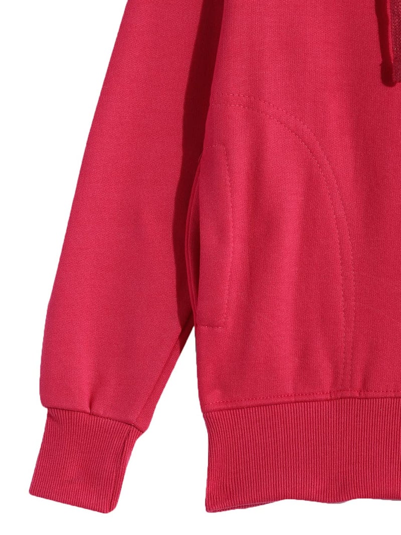 ADBUCKS Rich Cotton Full Sleeves Zipper Sweatshirt for Girls and Boys Jacket with Hoodies (Dark Pink, 14-15 Years) - Image 4