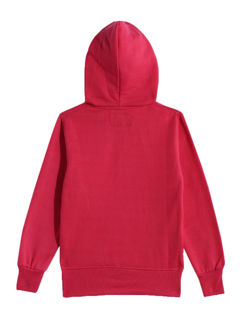 ADBUCKS Rich Cotton Full Sleeves Zipper Sweatshirt for Girls and Boys Jacket with Hoodies (Dark Pink, 14-15 Years) - Image 2