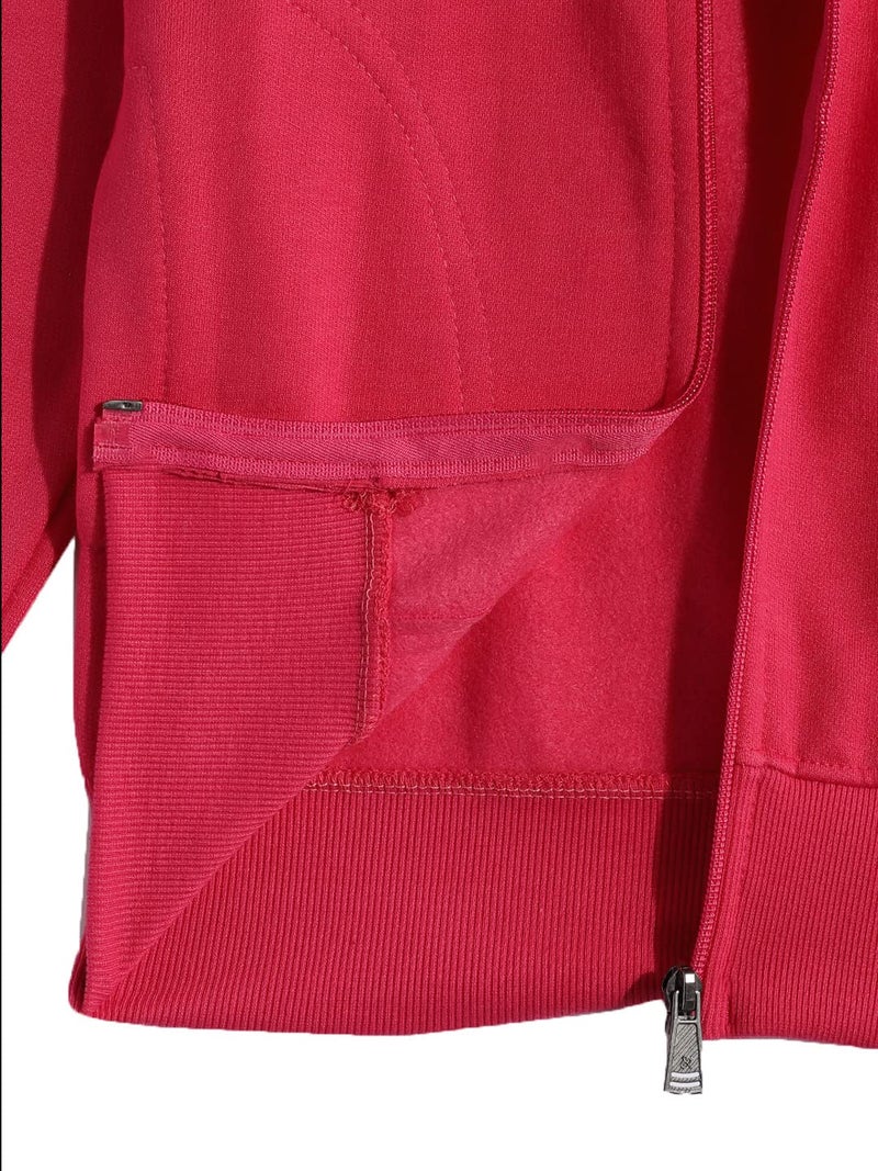 ADBUCKS Rich Cotton Full Sleeves Zipper Sweatshirt for Girls and Boys Jacket with Hoodies (Dark Pink, 14-15 Years) - Image 5