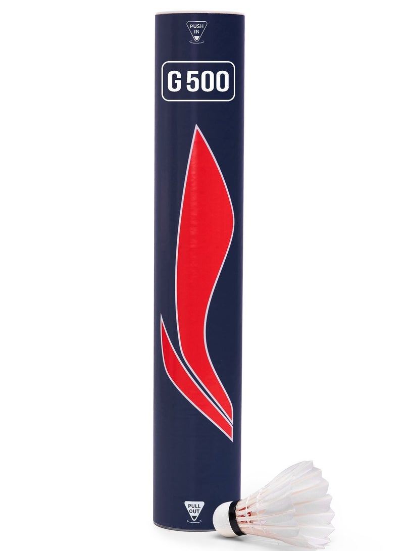 Li-Ning G500 Goose Feather Shuttlecock (White) - Pack of 12 - Image 1