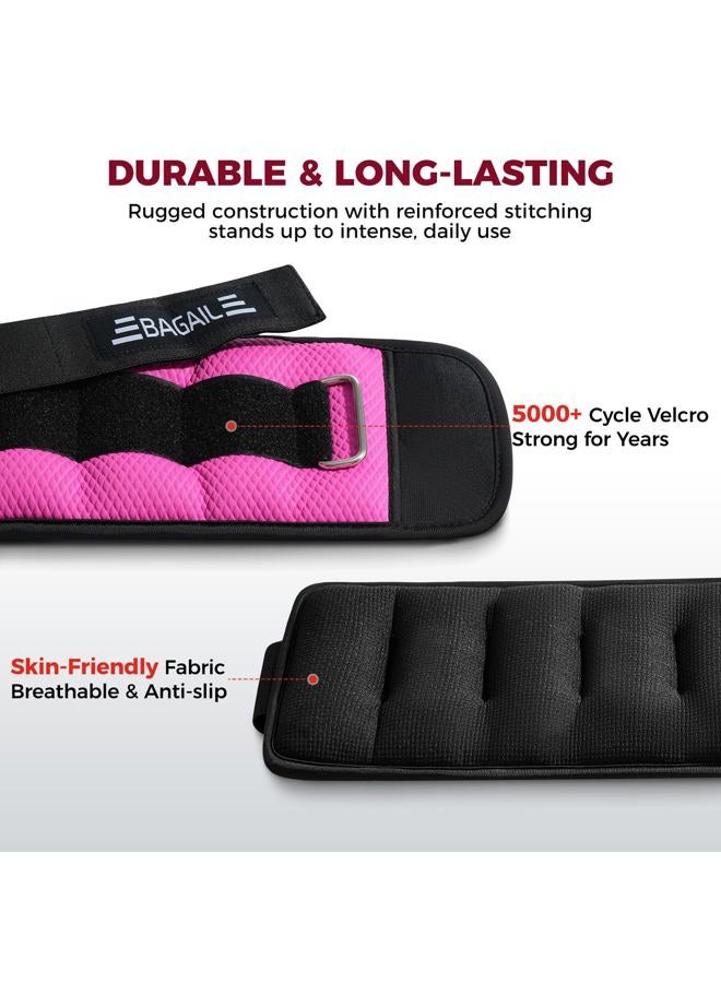BAGAIL Ankle and Wrist Weights for Women & Men, 1 Pair 1/2/4/6/8/10 LBS Leg Weight with Sleek Design & Secure Fit, Arm Weighted Set for Walking, Running, Home Fitness & Physical Therapy - 4lb, Pink - Image 5
