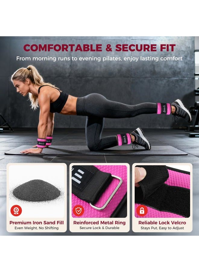BAGAIL Ankle and Wrist Weights for Women & Men, 1 Pair 1/2/4/6/8/10 LBS Leg Weight with Sleek Design & Secure Fit, Arm Weighted Set for Walking, Running, Home Fitness & Physical Therapy - 4lb, Pink - Image 2