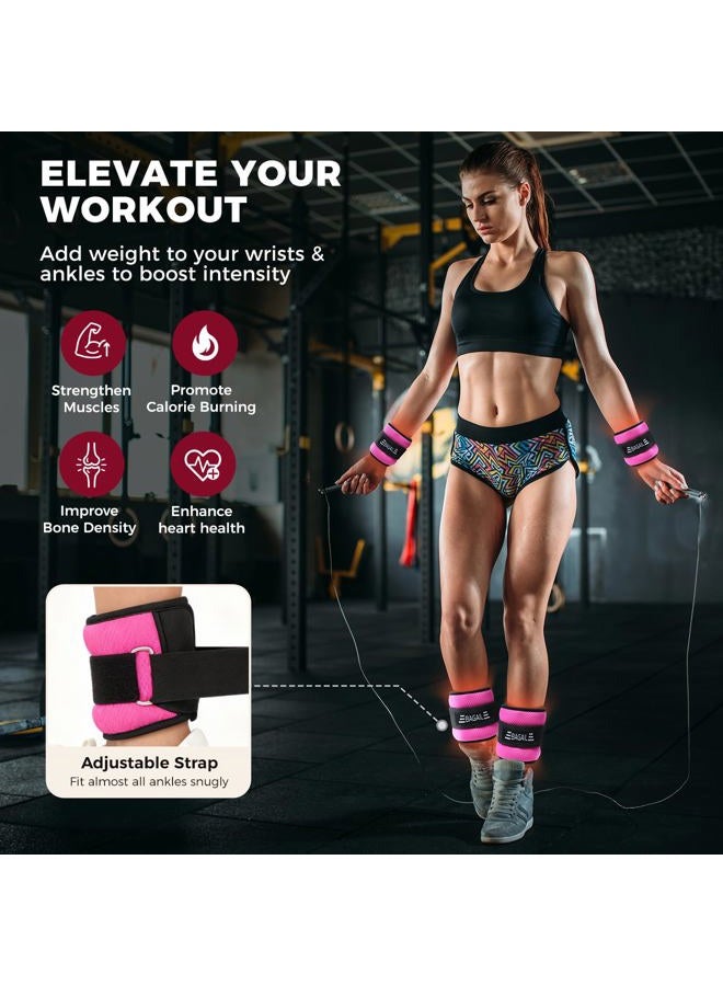 BAGAIL Ankle and Wrist Weights for Women & Men, 1 Pair 1/2/4/6/8/10 LBS Leg Weight with Sleek Design & Secure Fit, Arm Weighted Set for Walking, Running, Home Fitness & Physical Therapy - 4lb, Pink - Image 4