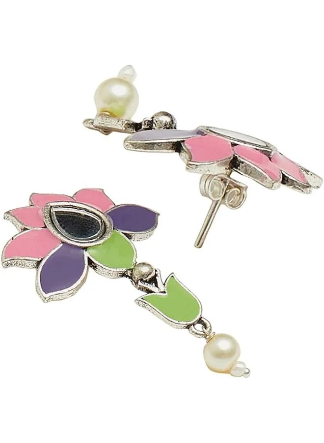 فويلا طقم مجوهرات مطلي بالنحاس بتفاصيل المينا ومرآة أنيقة عتيقة