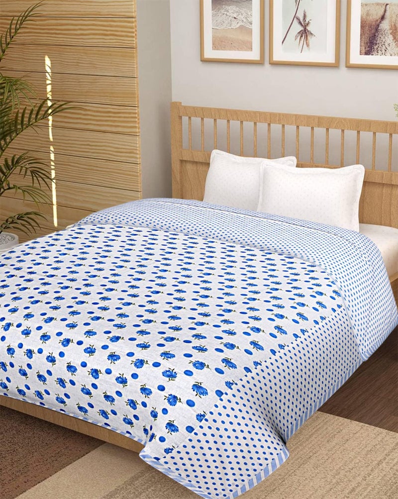 Kuber Industries Flower Printed Reversible AC Double Dohar,90"x100" (Blue)-HS43KUBMART26791 - Image 1