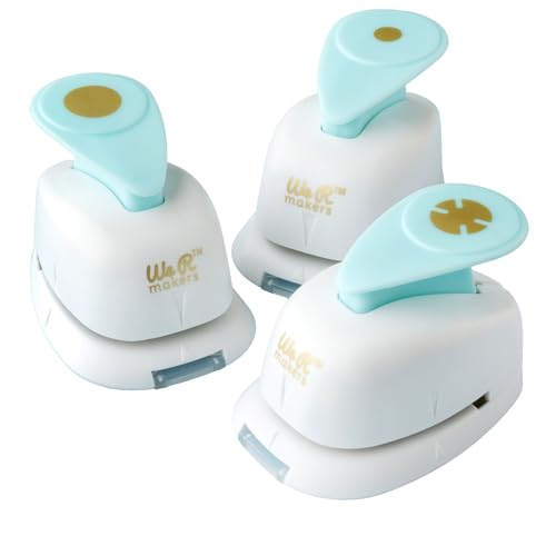 We R Memory Keepers We R Makers Hinge Punch Set Paper Punch for Crafting Create Custom Hinges for Cards Shadow Boxes Scrapbooking Punches Circle Paper Punch Mini Hole Punch 3 Decorative Shapes Mint and White - Image 1