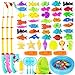 FIVEDAOGANG Magnetic Fishing Game 45 PC Ocean Sea Floating Fish Colorful Animals with Net Portable Storage Bag Kiddie Pool Bathtub Game for Age 3 4 5 6 Year Kids ToddlerXXLarge Set - Image 4